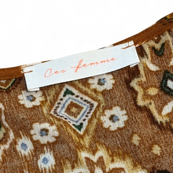 Ces Femme - Brown Floral Midi Dress - Picture 4 of 6